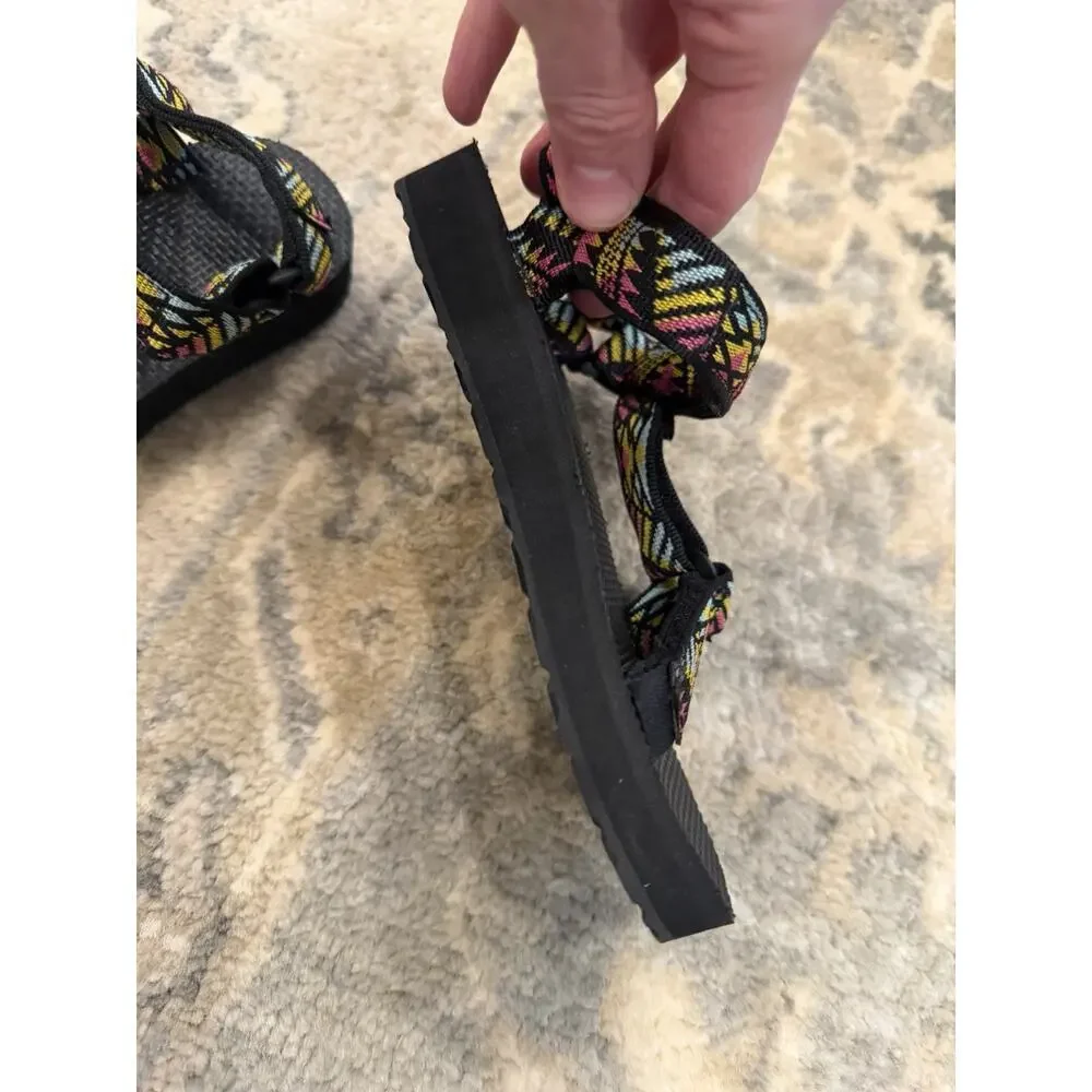 Teva Original Universal Sandal - Black Pink Yellow Blue Kids Sz 12 NEW